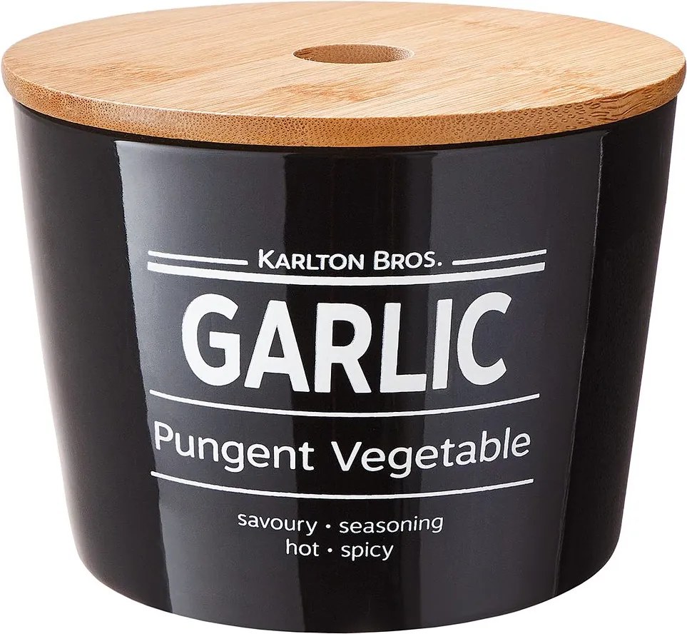 KARLTON BROS fokhagymatartó, fekete Ø 14cm