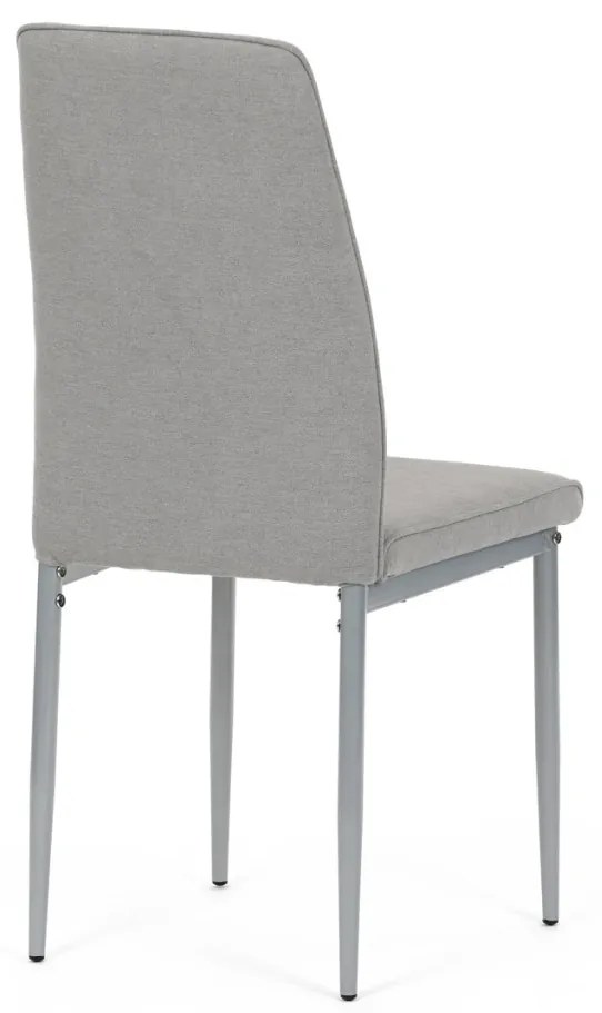 Scaun de sufragerie, tapițerie din material textil de culoarea trufei, picioare din metal gri