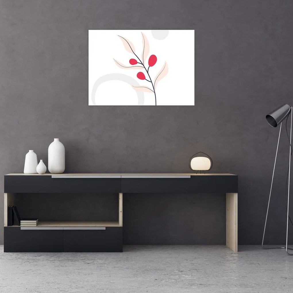 Üveg kép - Rózsaszín virágos absztrakció N⁰3 (70x50 cm)