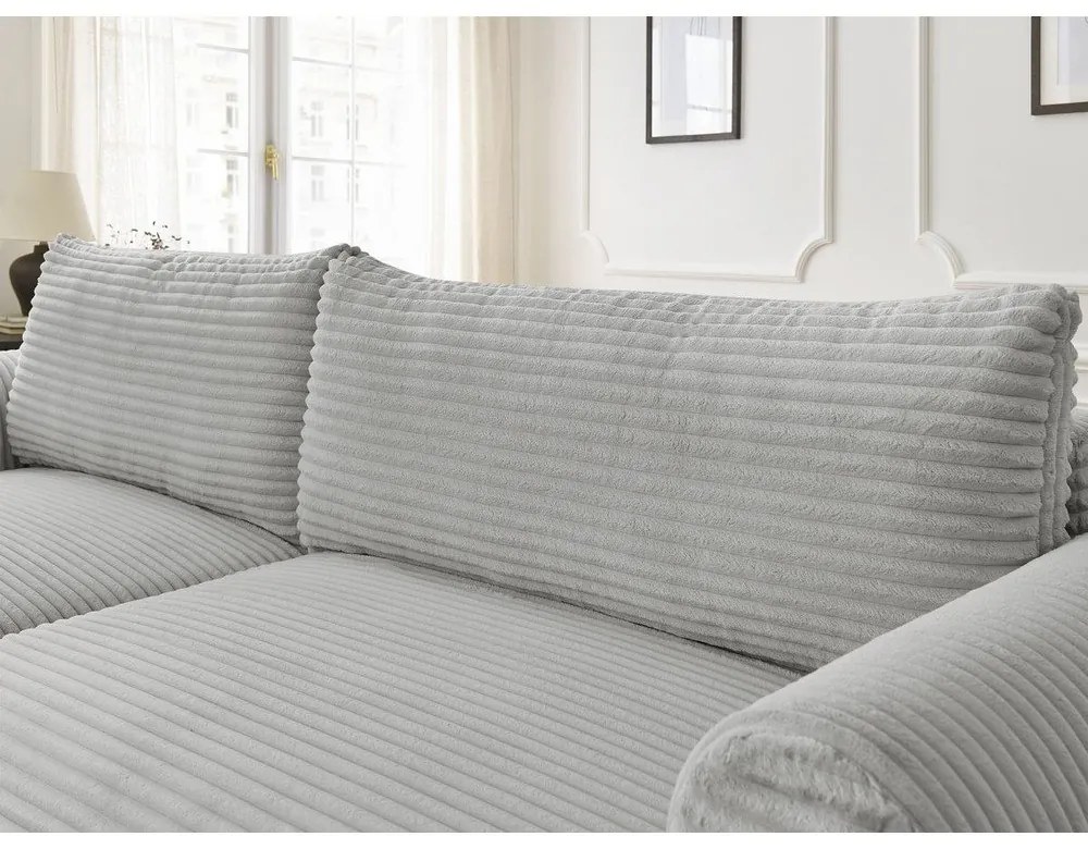 Világosszürke kordbársony kinyitható sarokkanapé (bal oldali) Lucien – Bobochic Paris