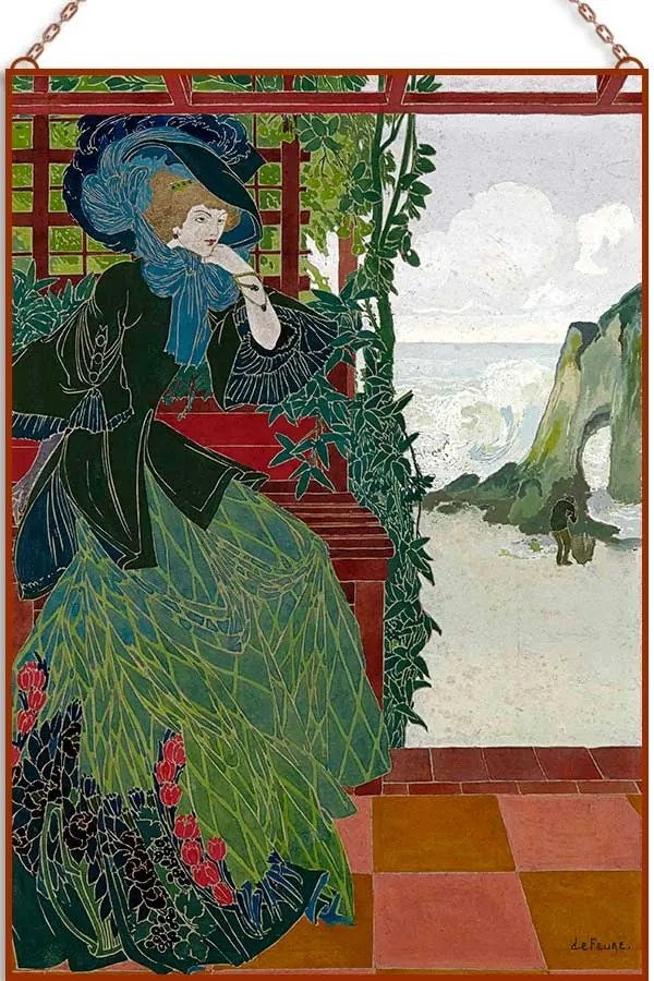 Georges de Feure- L&#039;elegante a laiguille creuse üvegkép, falikép
