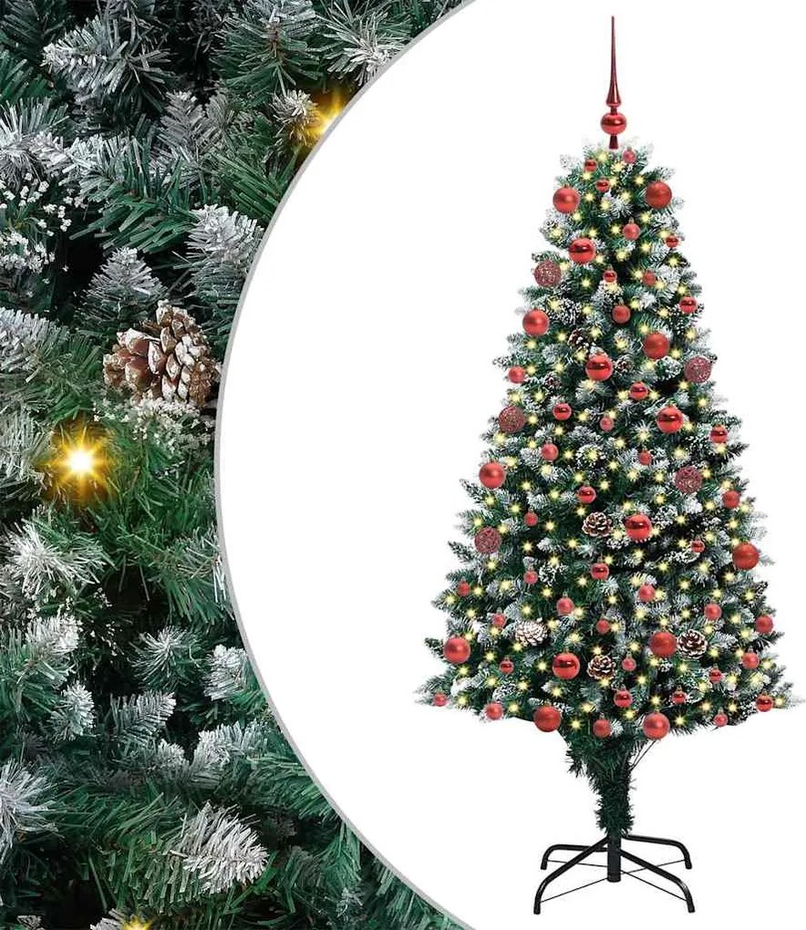 vidaXL Mű karácsonyfa 300 LED-del Zöld 180 cm PVC és Acél és Műanyag