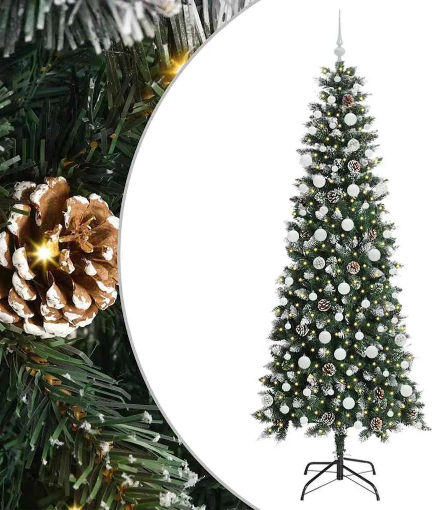 vidaXL Mű karácsonyfa 300 LED-del Zöld 210 cm PVC és Műanyag és Acél
