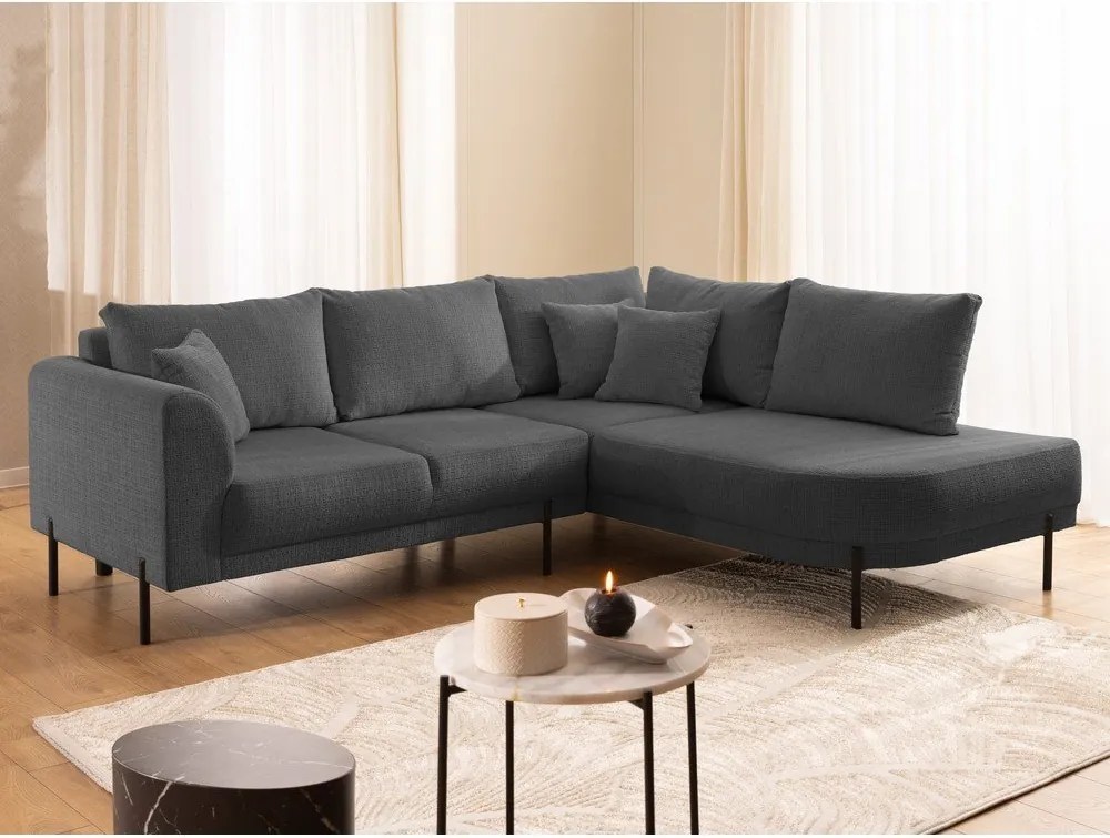 Sötétszürke zsenília sarokkanapé (jobb oldali-L alakú) Mauris – Ropez