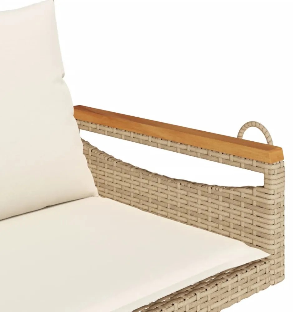 bézs polyrattan hintapad párnákkal 109 x 62 x 40 cm