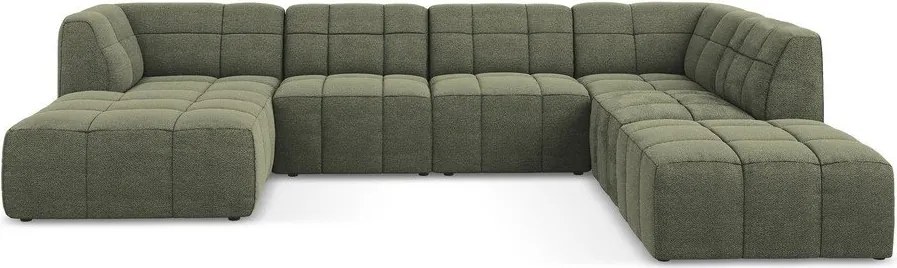 Zöld buklé (U alakú) sarokkanapé Aloha – Makamii