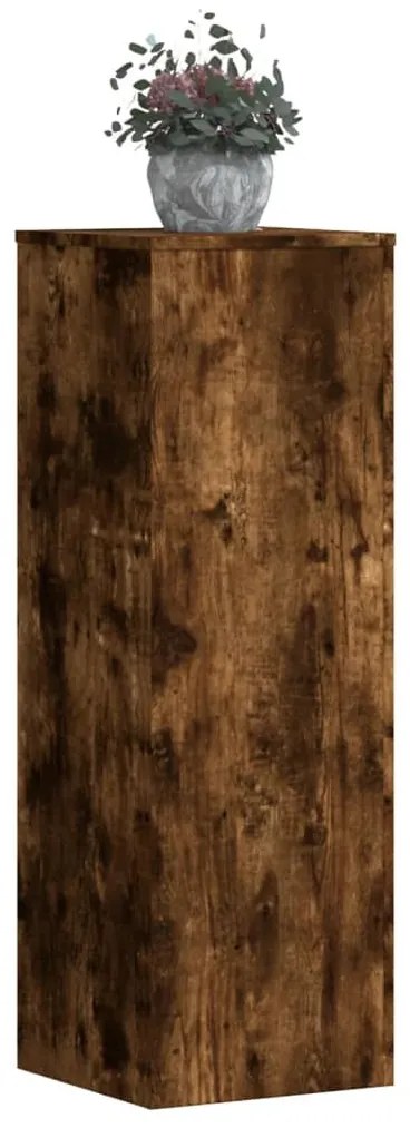 füstös tölgy színű szerelt fa növényállvány 33 x 33 x 100 cm