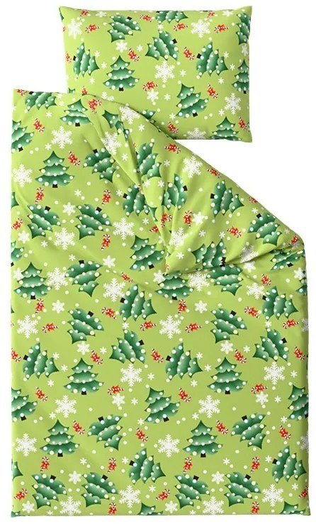 Mikroszálas flanel ágyneműhuzat CHRISTMAS TREE zöld Ágyneműhuzat mérete: 70 x 90 cm | 140 x 220 cm