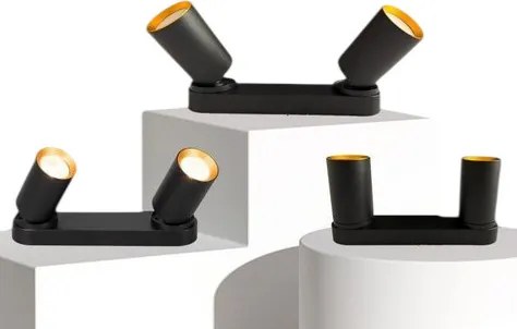 UNIVERSO Spot lámpatest 2xGU10 Max.35w IP20 Fekete/arany 260x60x25mm