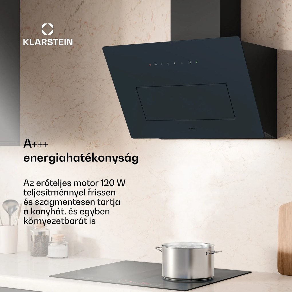 Klarstein SleekAir páraelszívó, A+++, 717 m³/h, Érintő, LED, 60 cm
