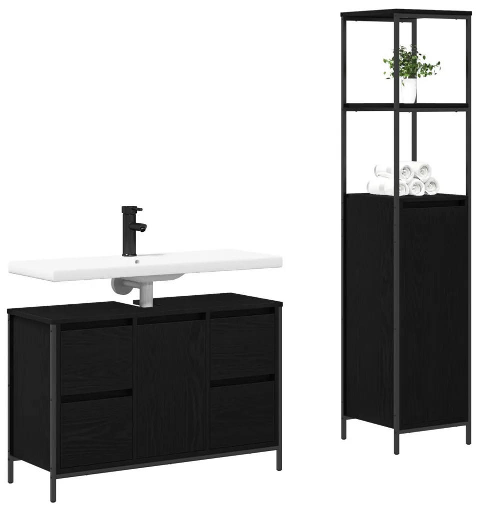 Fürdőszoba bútor szett 2 pcs Musta tammi 36 x 35 x 165 cm