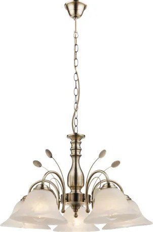 Globo 69007-5H Csillár bronz, üveg alabástom fehér, ø: 600, H:1000, exkl. 5xE27 60W 230V