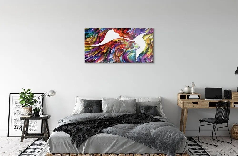 Üvegképek Színes kép arcok 100x50 cm