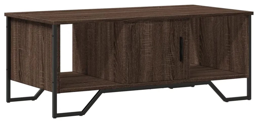 Barna tölgyszínű szerelt fa dohányzóasztal 100 x 51 x 40 cm