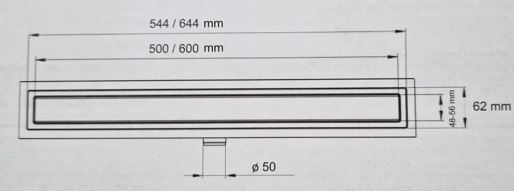 Carmine zuhanyfolyóka - rozsdamentes - 60 cm