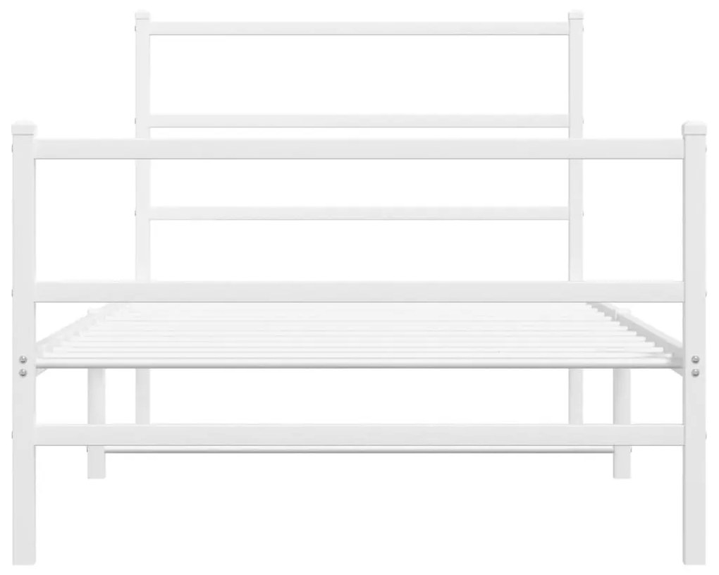 fehér fém ágykeret fej- és lábtámlával 100 x 200 cm