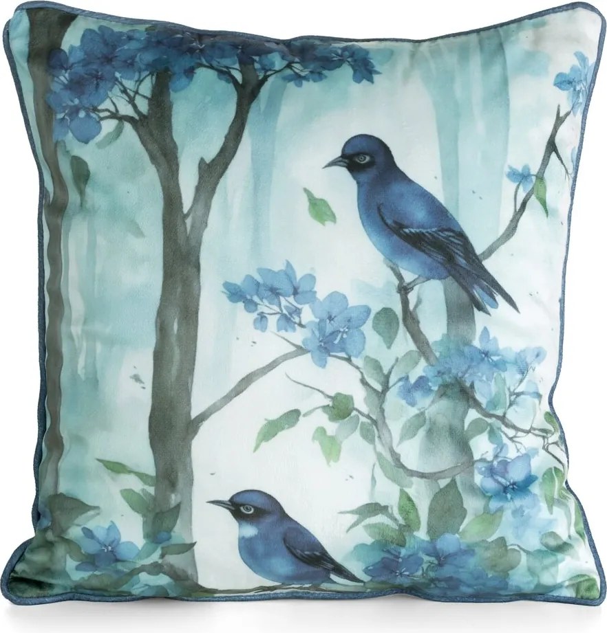 Dekoratív párnahuzat 45X45 bársonyból, növényi mintás