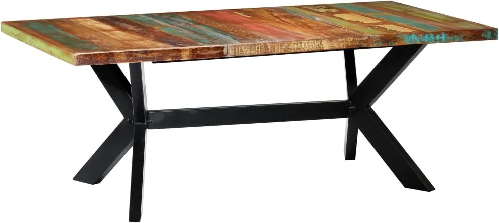 vidaXL tömör újrahasznosított fa étkezőasztal 200 x 100 x 75 cm