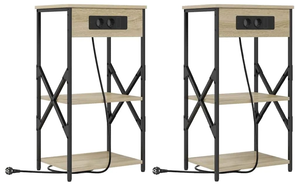 Éjjeli Szekrények 2 pcs sonoma tölgy 41 x 31 x 76 cm Faanyag