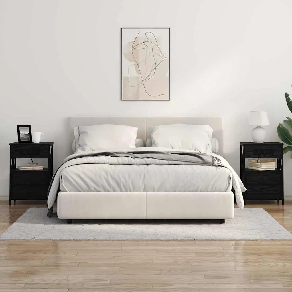 Éjjeliszekrény 2 pcs Musta tammi 40 x 31 x 60 cm Faanyag