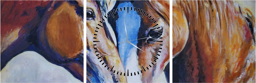 Kép - szerelmes lovak (órával) (90x30 cm)