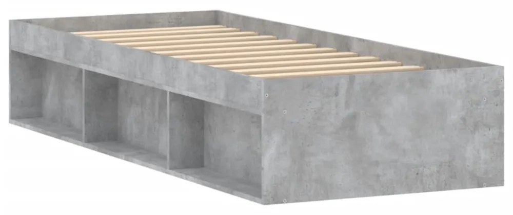betonszürke kisméretű egyszemélyes ágykeret 75 x 190 cm
