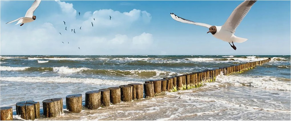 Divatos 3D Fali Tapéta Tengerparti tájkép 250x104 Ragasztóval