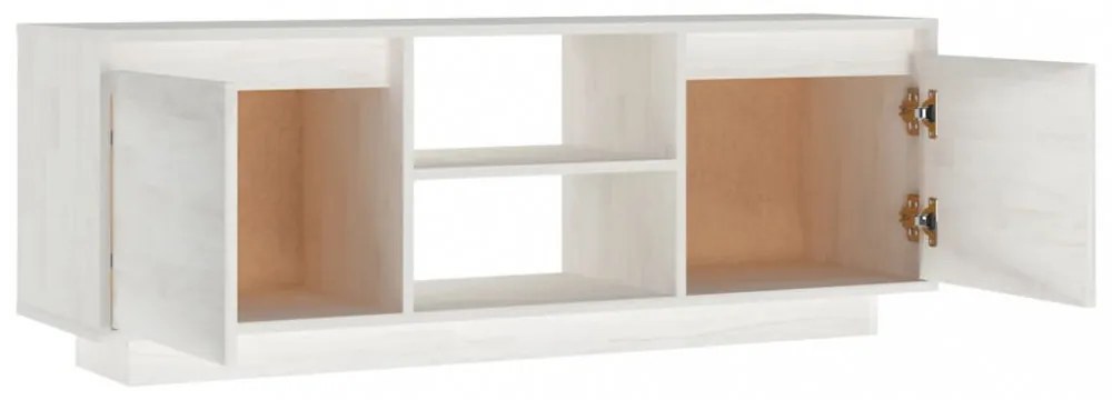 fehér tömör fenyőfa TV-szekrény 110 x 30 x 40 cm