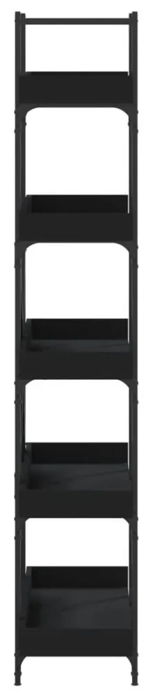 5-szintes fekete szerelt fa könyvespolc 100 x 33 x 180,5 cm