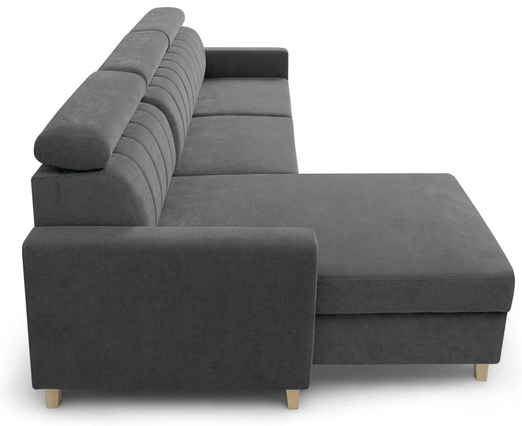 Vario sarokkanapé ágyfunkcióval univerzális jobb/bal oldali - szürke zsákszövet Wind 89