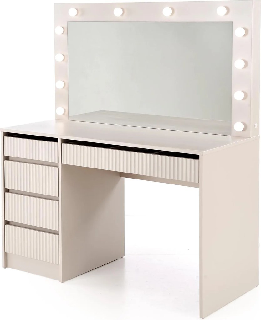 Hollywood fésülködőasztal fiókokkal, nagy tükörrel és kasmír világítással 2XL