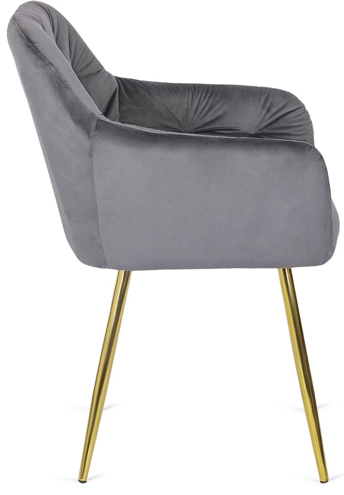 Szürke Bársony Étkezőszék Arany Lábbal. RAYA