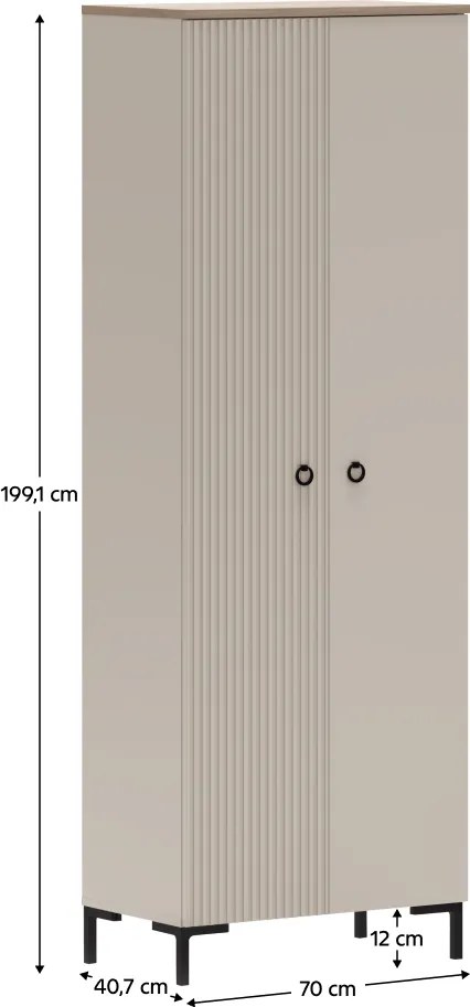 Szekrény, szürkésbarna Taupe/silverjack tölgy, DOMCA 2D