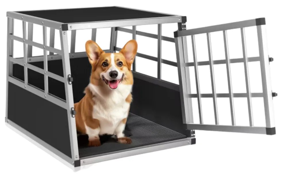 BRUNO kutyaszállító box, 70x54x51cm, ezüst/fekete Cadoca