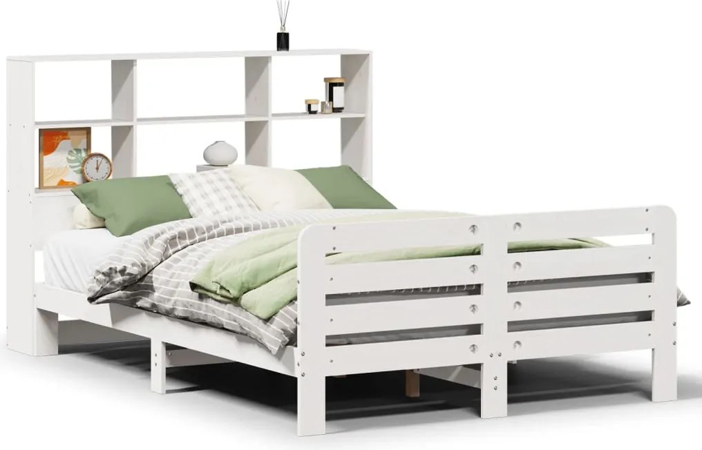 vidaXL fehér tömör fenyőfa ágy matrac nélkül 120 x 190 cm