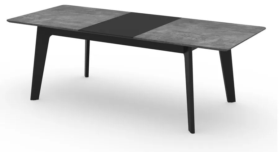 Fekete bővíthető étkezőasztal beton dekoros asztallappal 100x180 cm Shadow – TemaHome
