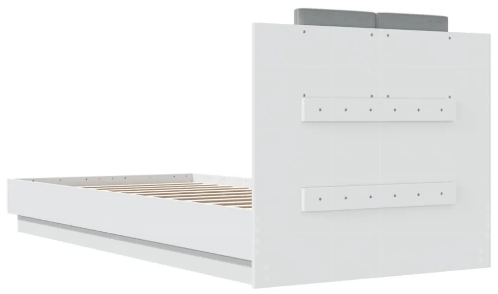 fehér ágykeret fejtámlával és LED-világítással 90 x 200 cm