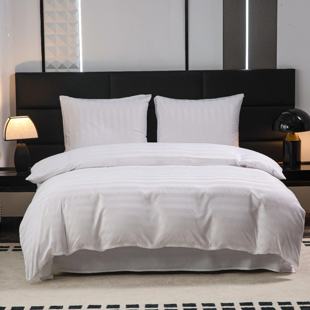 JASMINE fehér mikroszálas hotel ágynemű - 2 cm csíkos Ágyneműhuzat mérete: 2 db 70 x 90 cm | 200 x 220 cm