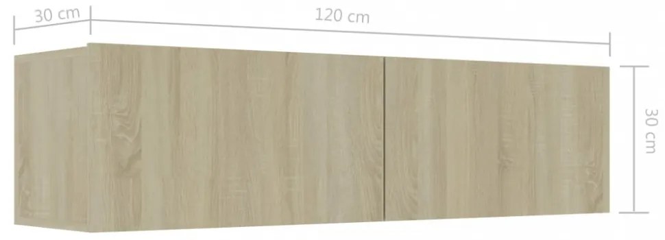 sonoma tölgy szerelt fa TV-szekrény 120 x 30 x 30 cm