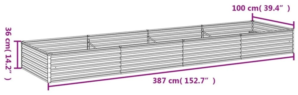 corten acél kerti magaságyás 387x100x36 cm