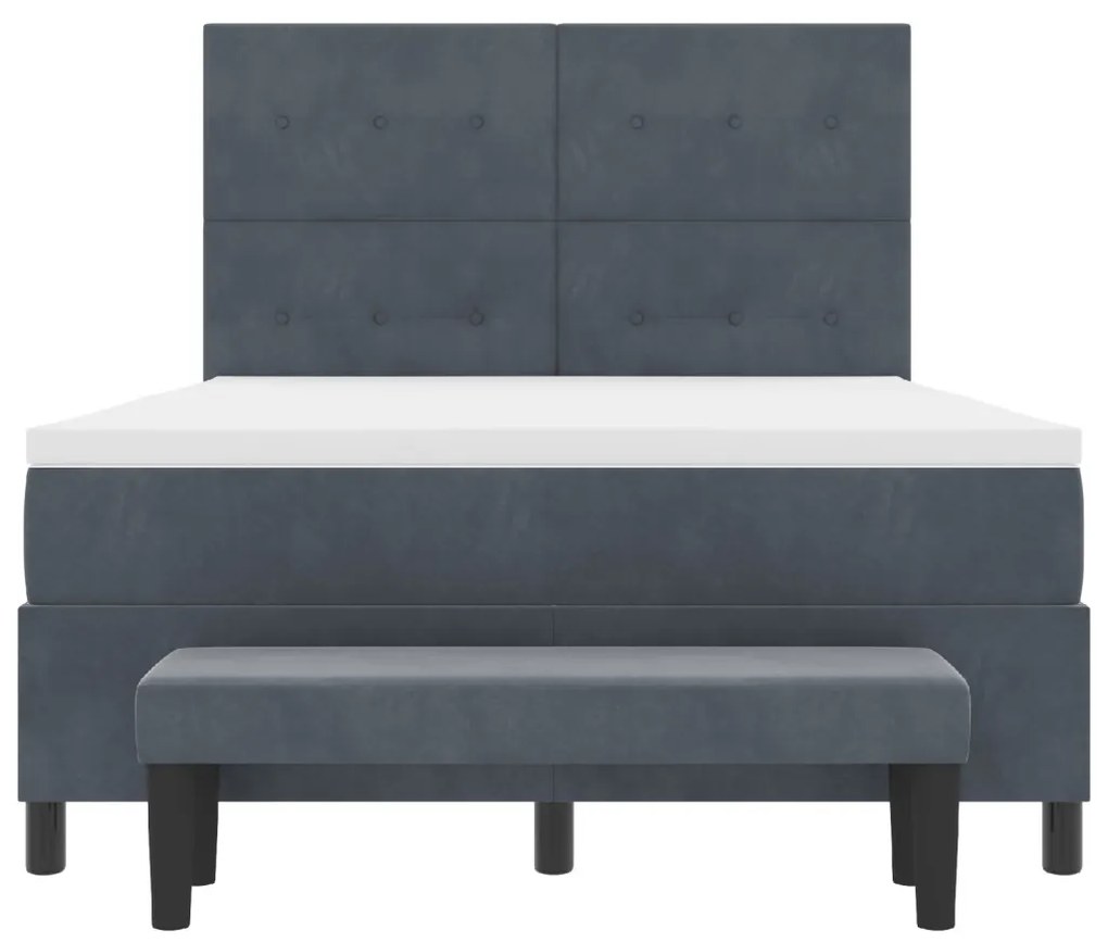 Box Spring Ágy Matrac és Pad Sötétszürke 140x190 cm Bársony