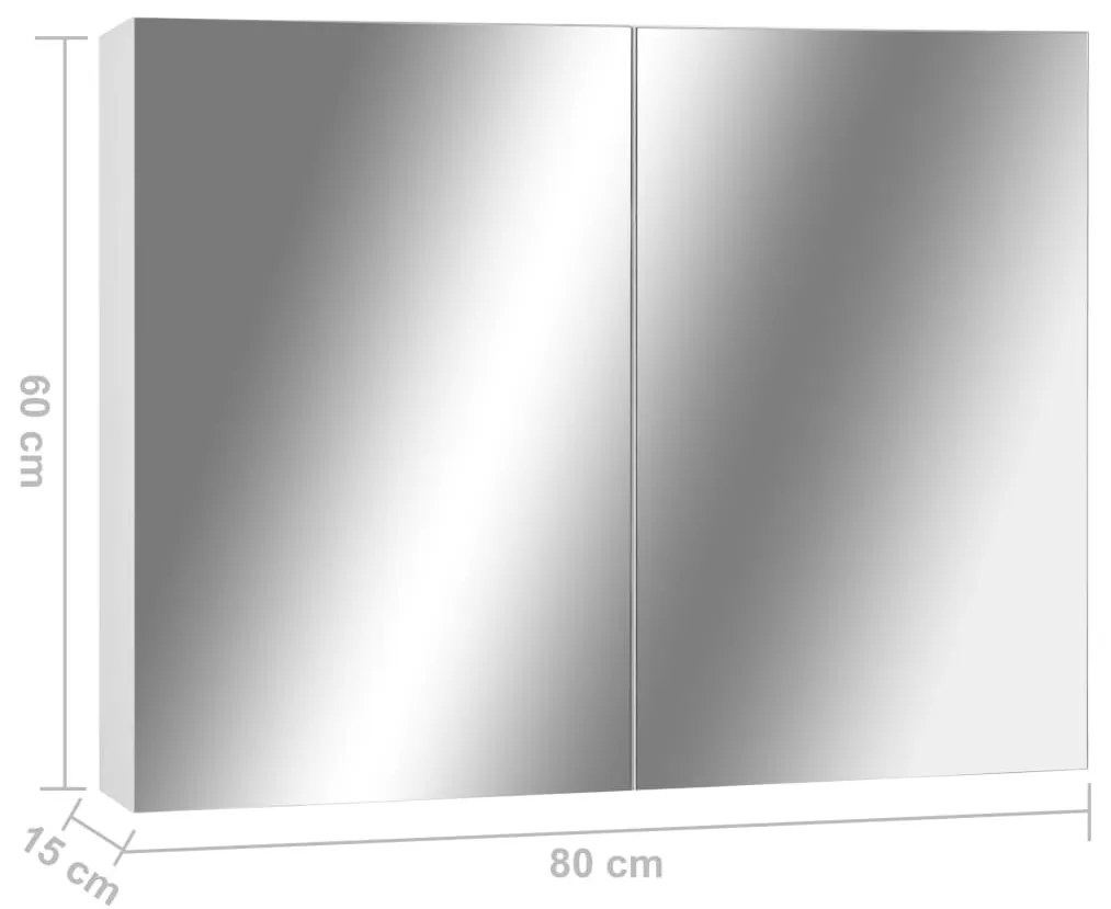 fehér MDF tükrös fürdőszobaszekrény 80 x 15 x 60 cm