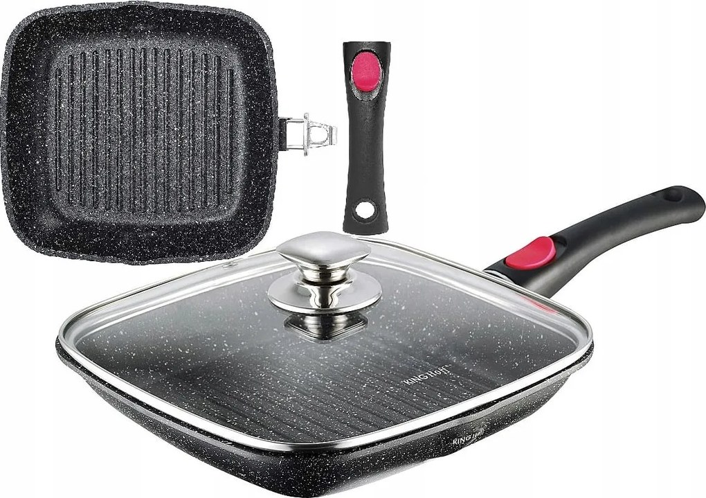 Grill serpenyő Kinghoff Levehető fogantyú 24 cm márvány
