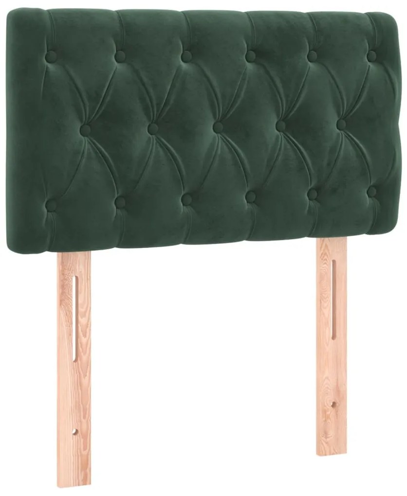 sötétzöld bársony LED-es fejtámla 80 x 7 x 78/88 cm