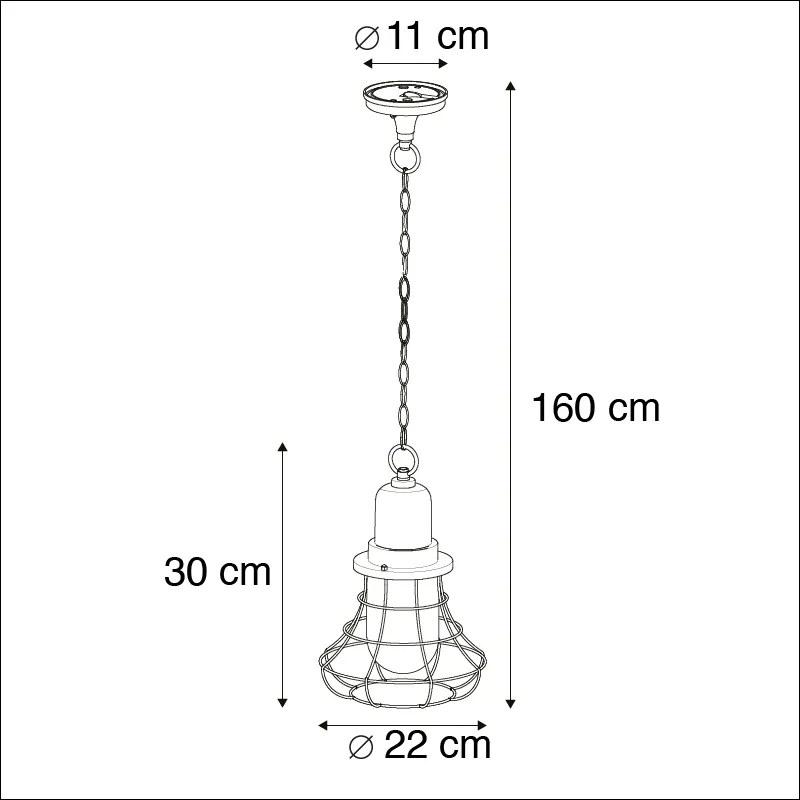 Rusztikus kültéri lógólámpa fekete - Moreno
