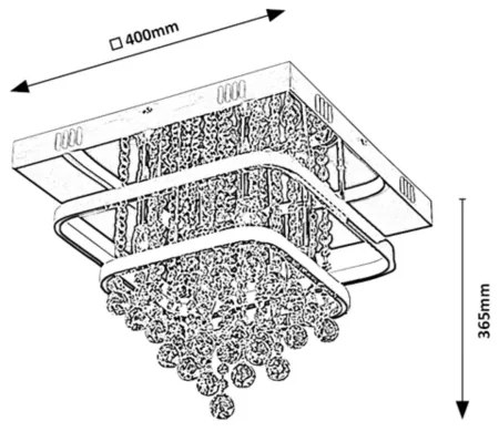 Rabalux 2239 - Felületre szerelhető kristálycsillár PALLAS LED/36W/230V + 4xE14/40W