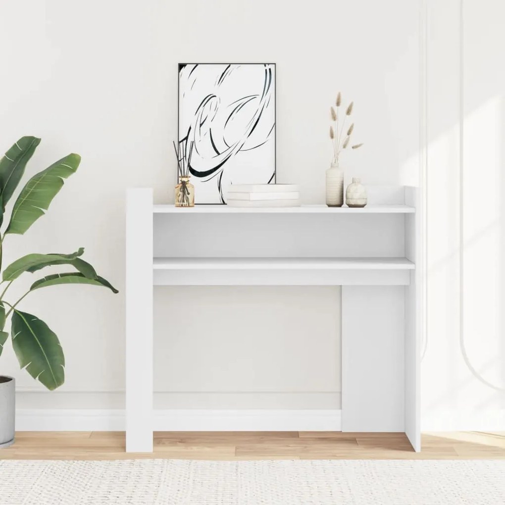 fehér szerelt fa tálalóasztal 100 x 35 x 90 cm
