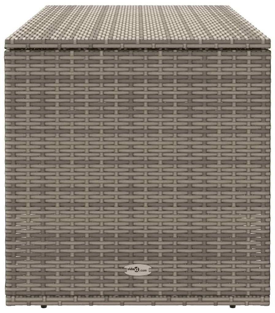 Szürke polyrattan kültéri párna doboz 100x55x55,5 cm