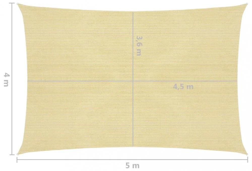 bézs HDPE napvitorla 160 g/m² 4 x 5 m