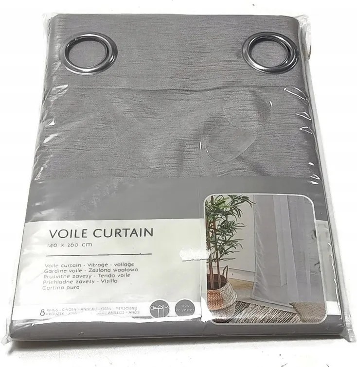 Fátyolfüggöny 140 X 260 CM Kerekekkel Szürke